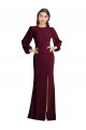 Puff Sleeves Long Maxi Briddesmaid Dress with Cutout Tie Back Brisbane