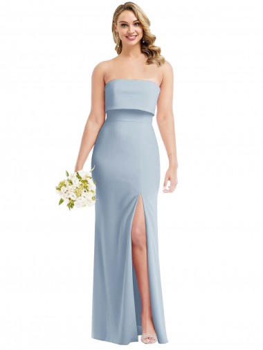 Strapless Overlay Bodice Crepe Maxi Bridesmaid Dress / Prom Dress with Front Slit Brisbane