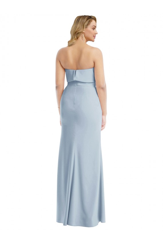 Strapless Overlay Bodice Crepe Maxi Bridesmaid Dress / Prom Dress with Front Slit Brisbane