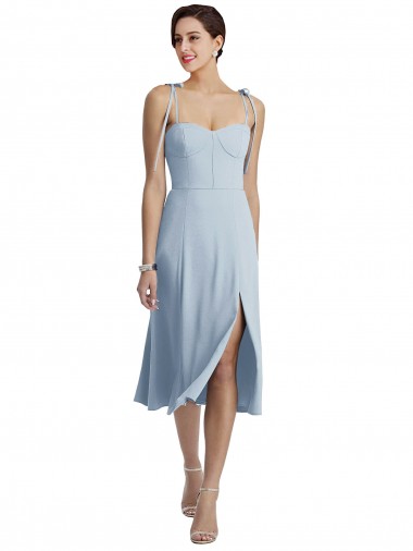 Midi Cocktail Length Bustier Crepe Bridesmaid Dress / Prom Dress with Back Bow Straps Brisbane