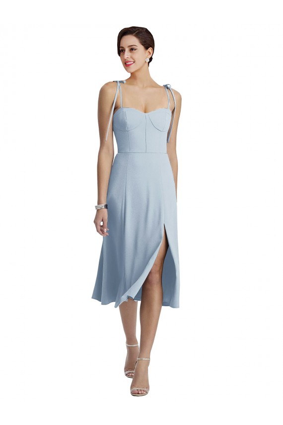 Midi Cocktail Length Bustier Crepe Bridesmaid Dress / Prom Dress with Back Bow Straps Brisbane