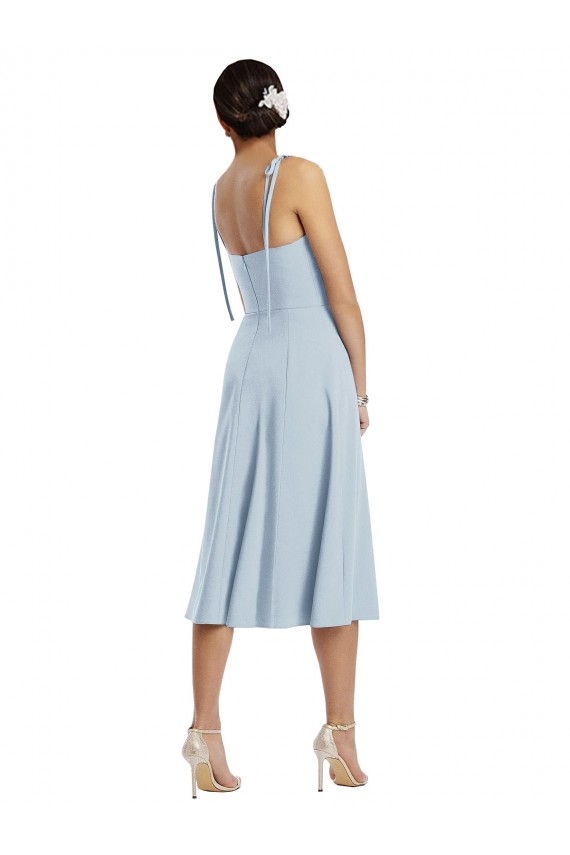 Midi Cocktail Length Bustier Crepe Bridesmaid Dress / Prom Dress with Back Bow Straps Brisbane