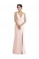 Skinny Strap Deep V-Neck Trumpet Formal Crepe Bridesmaid Dress / Prom Dress with Front Slit Brisbane