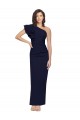 Ruched Floor Length Long Formal Crepe Bridesmaid Dress / Prom Dress with Shoulder Ruffles Brisbane