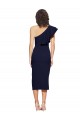Ruched Midi Length Short Cocktail Formal Crepe Bridesmaid Dress / Prom Dress with Shoulder Ruffles Brisbane