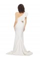 Ruched Long Sweep Train Crepe Bridesmaid Dress / Prom Dress with Shoulder Ruffles Brisbane
