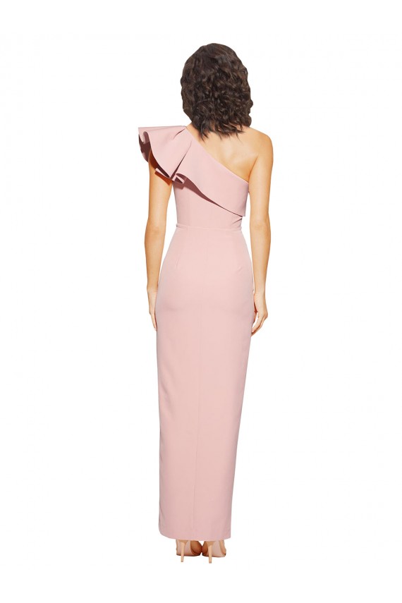 Full Length One Shoulder Formal Crepe Bridesmaid Dress / Prom Dress with Side Leg Split Brisbane