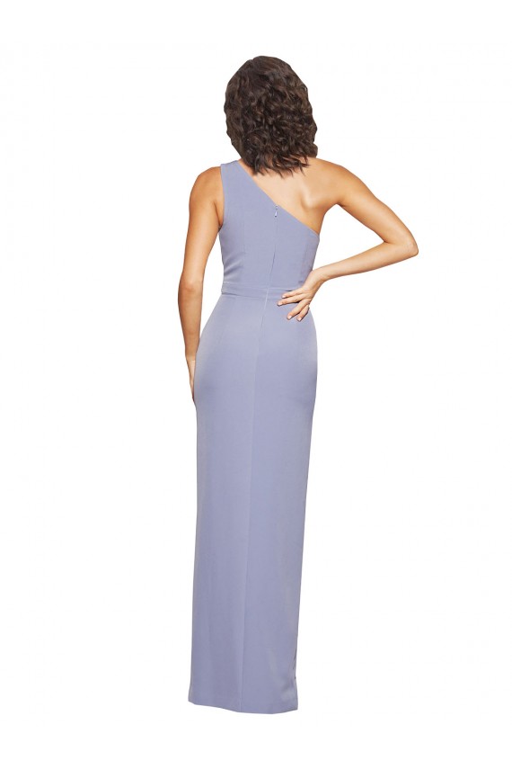 Floor Length One Shoulder Formal Crepe Bridesmaid Dress / Prom Dress with Pencil Skirt and Side Split Brisbane