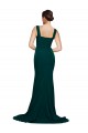 Fitted Square Neck Long Crepe Bridesmaid Dress / Prom Dress with Train and Side Split Brisbane