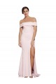 Off Shoulder Long Formal Crepe Bridesmaid Dress / Prom Dress with Straight Neckline and Side Split Brisbane