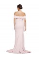 Off Shoulder Long Formal Crepe Bridesmaid Dress / Prom Dress with Straight Neckline and Side Split Brisbane