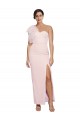 One Shoulder Tulle Overlay Sweetheart Neckline Long Formal Crepe Bridesmaid Drss with Thigh Split Brisbane