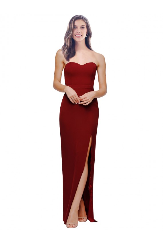 Straight Pencil Skirt Long Sweetheart Formal Crepe Bridesmaid Dress / Prom Dress with High Side Split Brisbane
