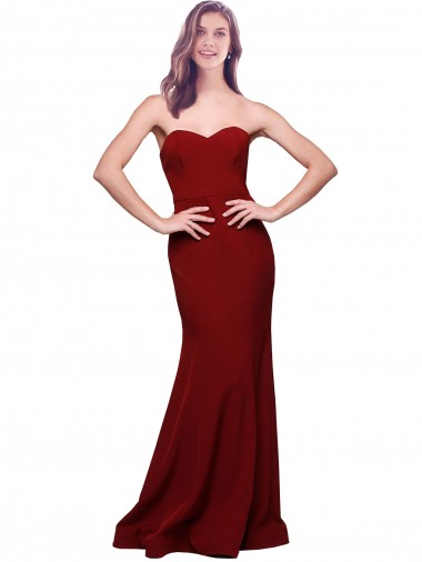 Long Full Length Sweetheart Slim Formal Crepe Bridesmaid Dress / Prom Dress with Strapless Bodice Brisbane