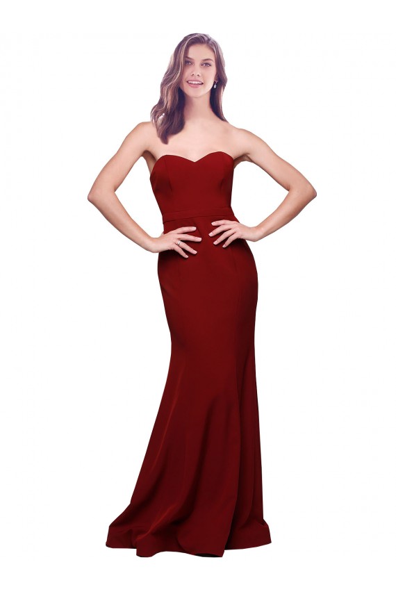 Long Full Length Sweetheart Slim Formal Crepe Bridesmaid Dress / Prom Dress with Strapless Bodice Brisbane