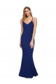 Full Length V-Neckline Formal Crepe Bridesmaid Dress / Prom Dress with Thin Straps and Fulted Skirt Brisbane