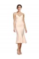Midi Cocktail Length V-Neckline Crepe Bridesmaid Dress / Prom Dress with Thin Straps and Fulted Skirt Brisbane