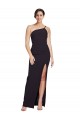 Long Floor Length Formal Crepe Bridesmaid Dress / Prom Dress with Side Split and One Strap Brisbane