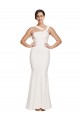 Full Length Square Neck Formal Crepe Bridesmaid Dress / Prom Dress with Asymmetrical Straps and Bow Back Brisbane