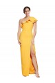 One Shoulder Floor Length Formal Crepe Bridesmaid Dress / Prom Dress with Thigh High Split Brisbane