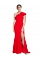 One Shoulder Long Sweep Train Crepe Bridesmaid Dress / Prom Dress with Thigh High Split Brisbane
