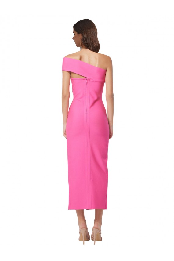 One Shoulder Neckline Short Midi Length Formal Crepe Bridesmaid Dress / Cocktail Prom Dress Brisbane