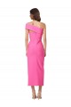 One Shoulder Neckline Short Midi Length Formal Crepe Bridesmaid Dress / Cocktail Prom Dress Brisbane