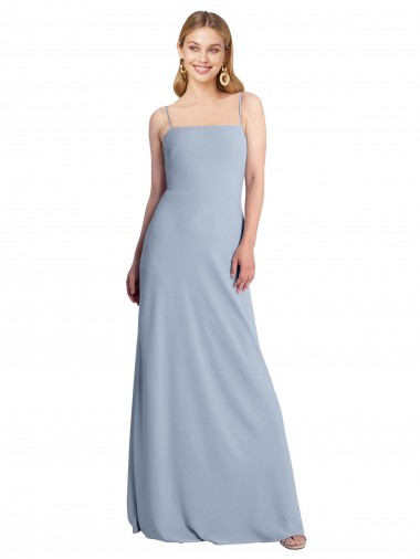 Straight Neckline Crepe Slip Bridesmaid Dress / Prom Dress with Strappy Back Brisbane