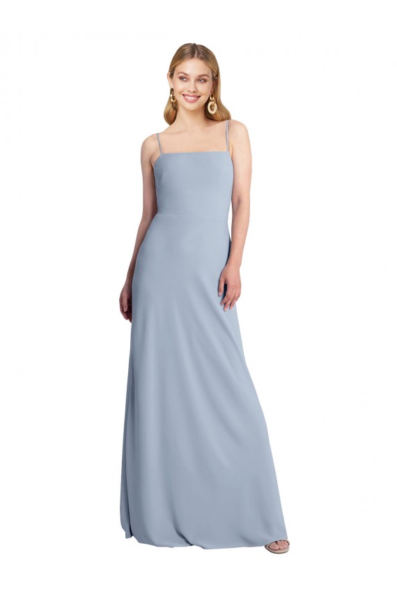 Straight Neckline Crepe Slip Bridesmaid Dress / Prom Dress with Strappy Back Brisbane