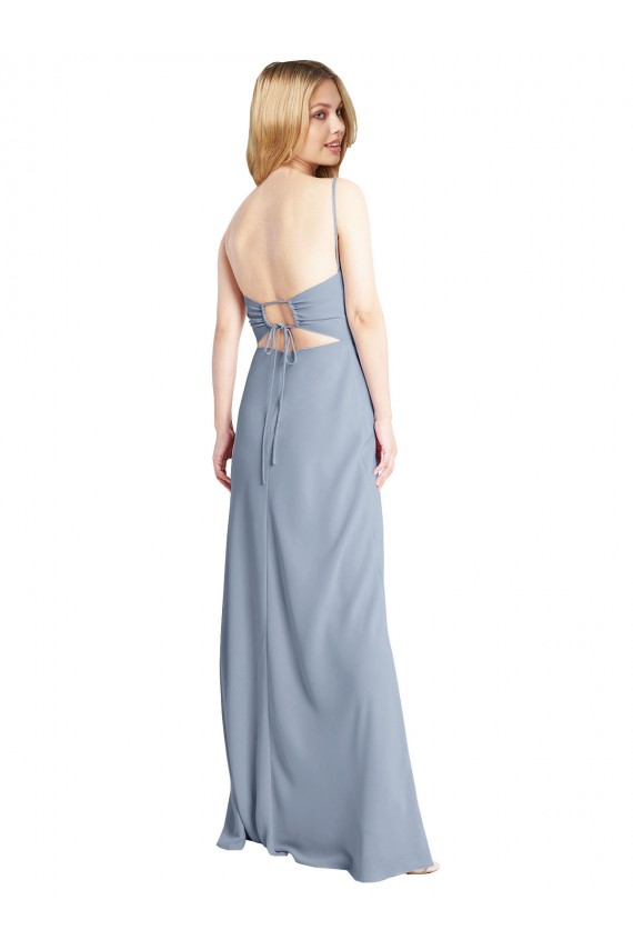 Straight Neckline Crepe Slip Bridesmaid Dress / Prom Dress with Strappy Back Brisbane