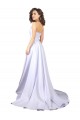 Simple Sweetheart A-Line Long Crepe Beach Wedding Dress with Front Slit Brisbane