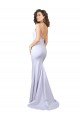 Simple Mermaid V-Neck Long Crepe Beach Wedding Dress with Right Slit Brisbane