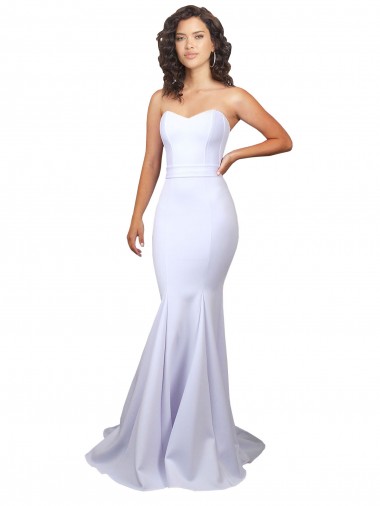 Simple Long Strapless Sweetheart Mermaid Crepe Beach Wedding Dress Brisbane