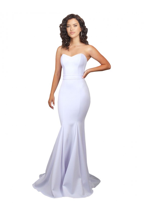 Simple Long Strapless Sweetheart Mermaid Crepe Beach Wedding Dress Brisbane