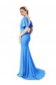 Short Sleeves Long V-Neck Crepe Bridesmaid Dress / Prom Dress with V-Back Brisbane
