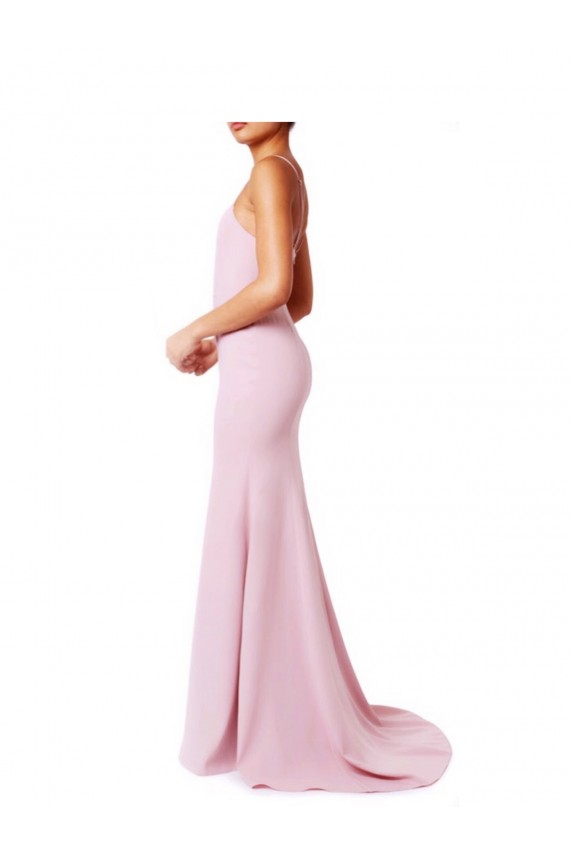 Square Neck Criss Cross Open Back Slim Crepe Bridesmaid Dress / Prom Dress with Spaghetti Straps Brisbane