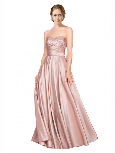 Long Plated Strapless Sweetheat Formal Stretch Satin Bridesmaid Dress / Prom Dress Brisbane