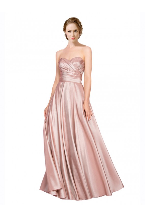 Long Plated Strapless Sweetheat Formal Stretch Satin Bridesmaid Dress / Prom Dress Brisbane