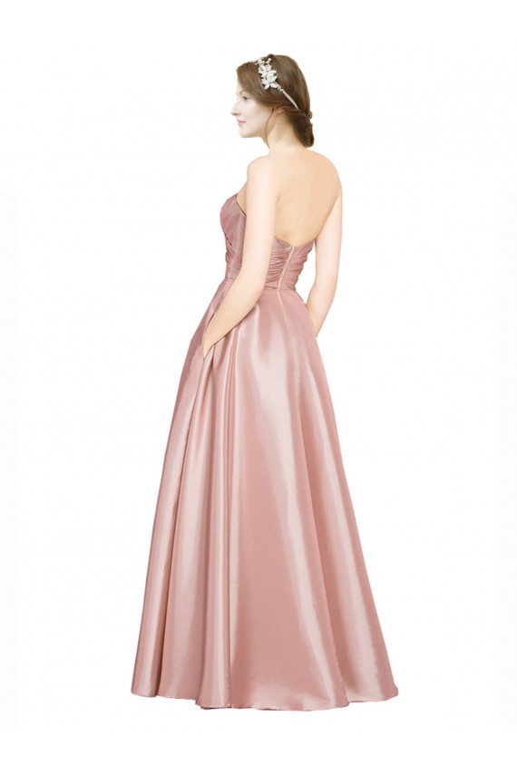 Long Plated Strapless Sweetheat Formal Stretch Satin Bridesmaid Dress / Prom Dress Brisbane