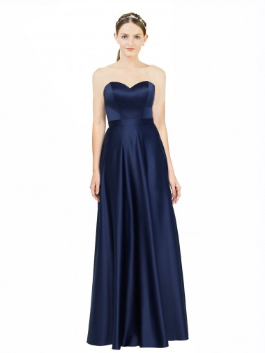 Floor Length Sweetheart Neckline Formal Stretch Satin Bridesmaid Dress with Belt Brisbane