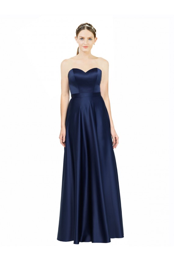 Floor Length Sweetheart Neckline Formal Stretch Satin Bridesmaid Dress with Belt Brisbane