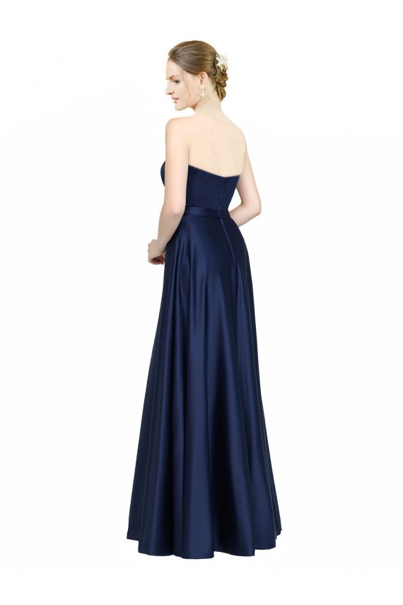 Floor Length Sweetheart Neckline Formal Stretch Satin Bridesmaid Dress with Belt Brisbane