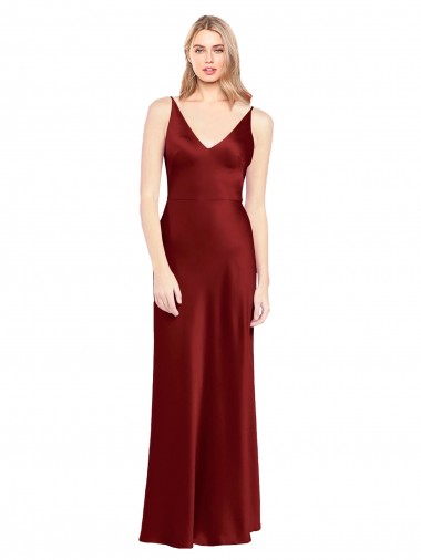 Full Length Long Formal Stretch Satin Slip Bridesmaid Dress / Prom Dress V-Back Brisbane