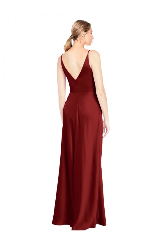 Full Length Long Formal Stretch Satin Slip Bridesmaid Dress / Prom Dress V-Back Brisbane
