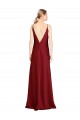 Floor Length Deep V-Back Formal Stretch Satin Bridesmaid Dress / Prom Dress with Front Slit Brisbane