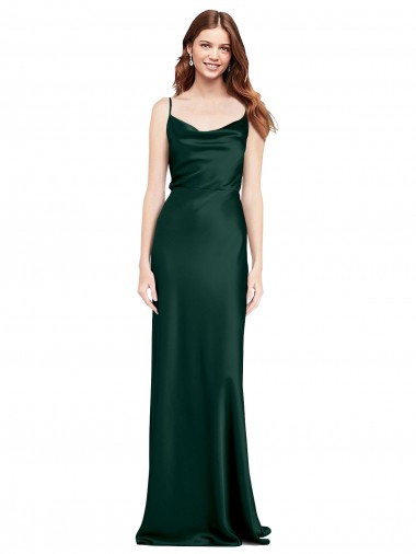 Fitted Cowl Neck Long Formal Stretch Satin Slip Bridesmaid Dress / Prom Dress with V-Back Brisbane