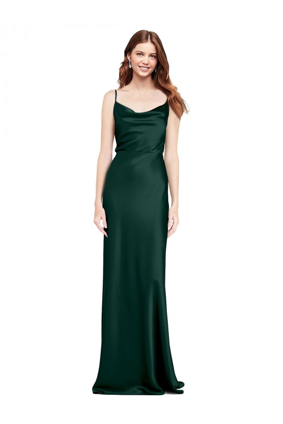 Fitted Cowl Neck Long Formal Stretch Satin Slip Bridesmaid Dress / Prom Dress with V-Back Brisbane