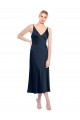 V-Neck Midi Length Short Cocktail Formal Stretch Satin Bridesmaid Dress / Prom Dress V-Back Brisbane