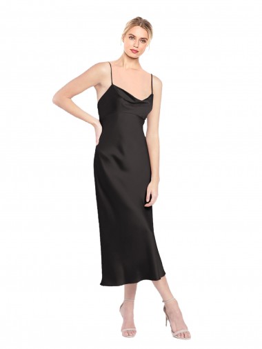Cowl Neck Midi Length Short Cocktail Formal Stretch Satin Slip Bridesmaid Dress / Prom Dress Brisbane
