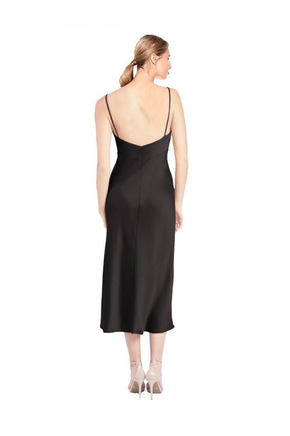 Cowl Neck Midi Length Short Cocktail Formal Stretch Satin Slip Bridesmaid Dress / Prom Dress Brisbane